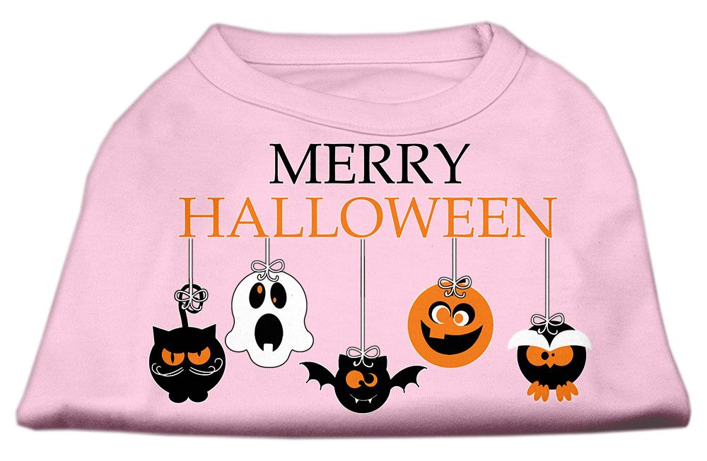 Merry Halloween Screen Print Dog Shirt Light Pink Med (12)