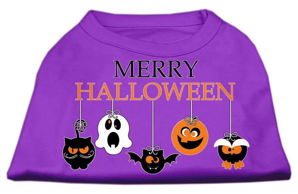 Merry Halloween Screen Print Dog Shirt Purple Med (12)