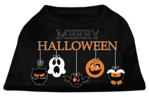 Merry Halloween Screen Print Dog Shirt Black Sm (10)