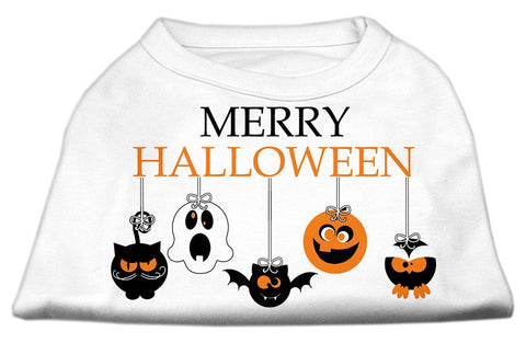 Merry Halloween Screen Print Dog Shirt White Sm (10)