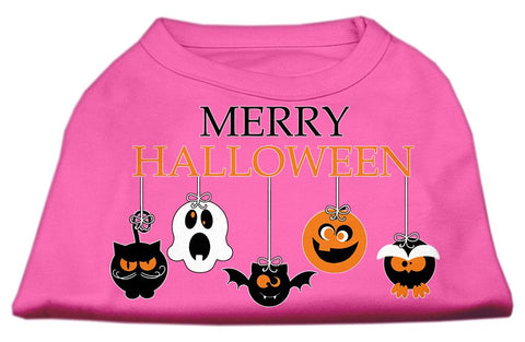 Merry Halloween Screen Print Dog Shirt Bright Pink Xs (8)