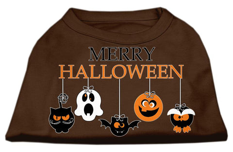 Merry Halloween Screen Print Dog Shirt Brown Xs (8)