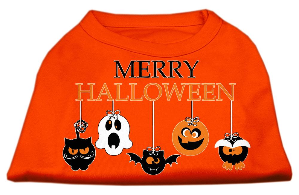 Merry Halloween Screen Print Dog Shirt Orange Xs (8)