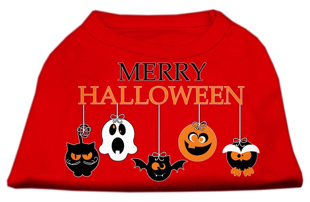 Merry Halloween Screen Print Dog Shirt Red Xs (8)