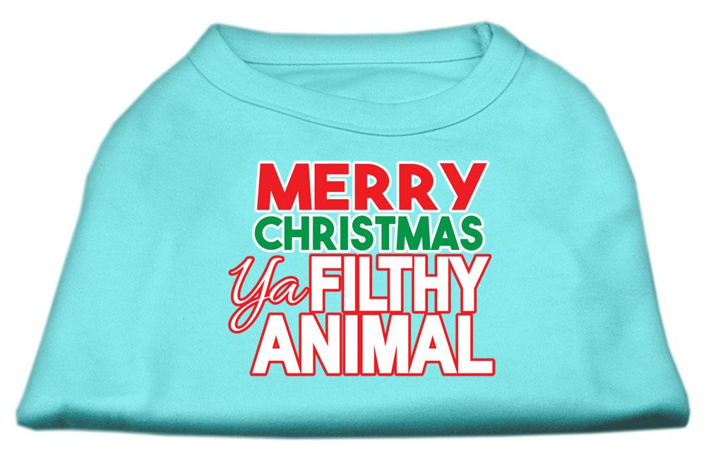 Ya Filthy Animal Screen Print Pet Shirt Aqua Lg (14)