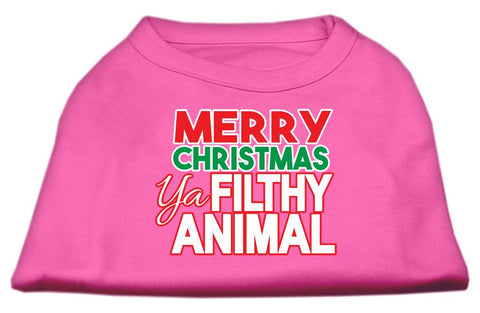 Ya Filthy Animal Screen Print Pet Shirt Bright Pink Lg (14)