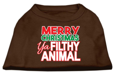 Ya Filthy Animal Screen Print Pet Shirt Brown Xs (8)