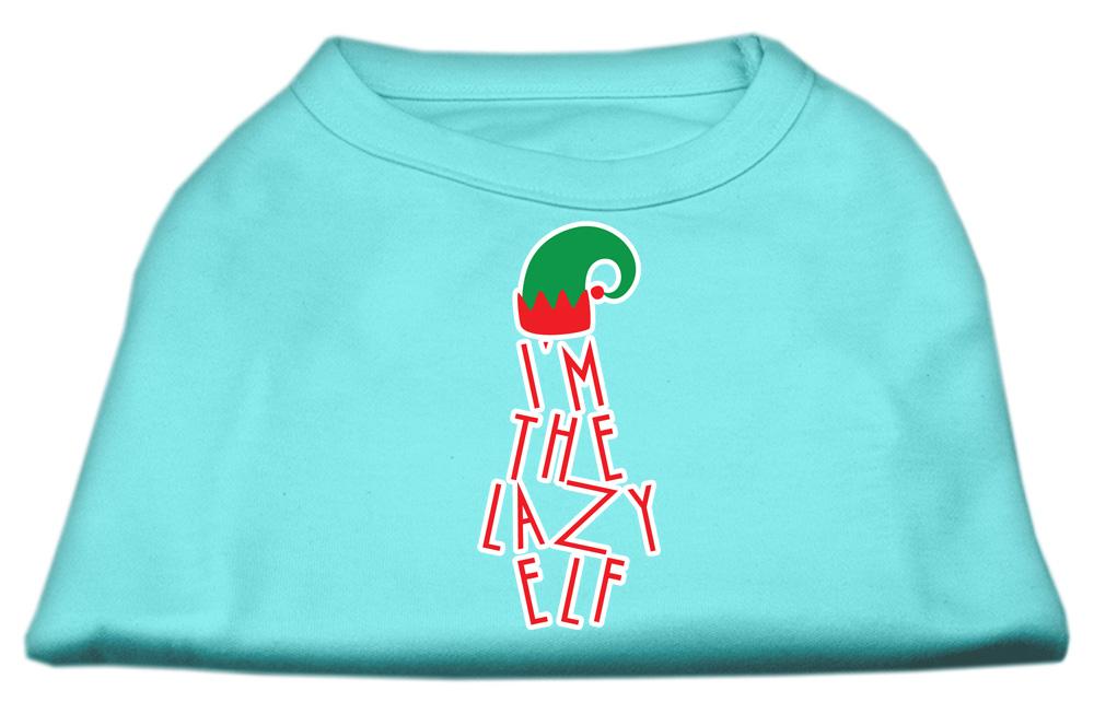 Lazy Elf Screen Print Pet Shirt Aqua Lg (14)