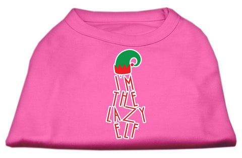 Lazy Elf Screen Print Pet Shirt Bright Pink Lg (14)