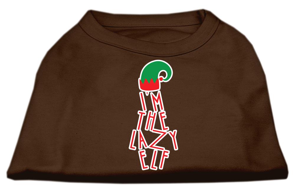 Lazy Elf Screen Print Pet Shirt Brown Lg (14)