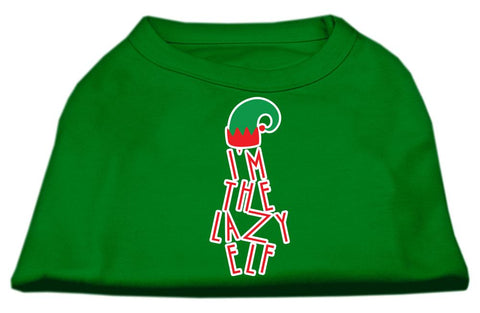 Lazy Elf Screen Print Pet Shirt Emerald Green Lg (14)