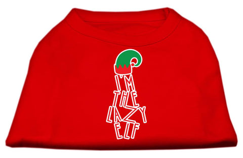 Lazy Elf Screen Print Pet Shirt Red Lg (14)