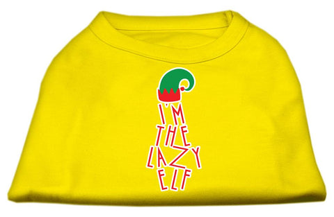 Lazy Elf Screen Print Pet Shirt Yellow Lg (14)