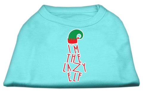 Lazy Elf Screen Print Pet Shirt Aqua Med (12)