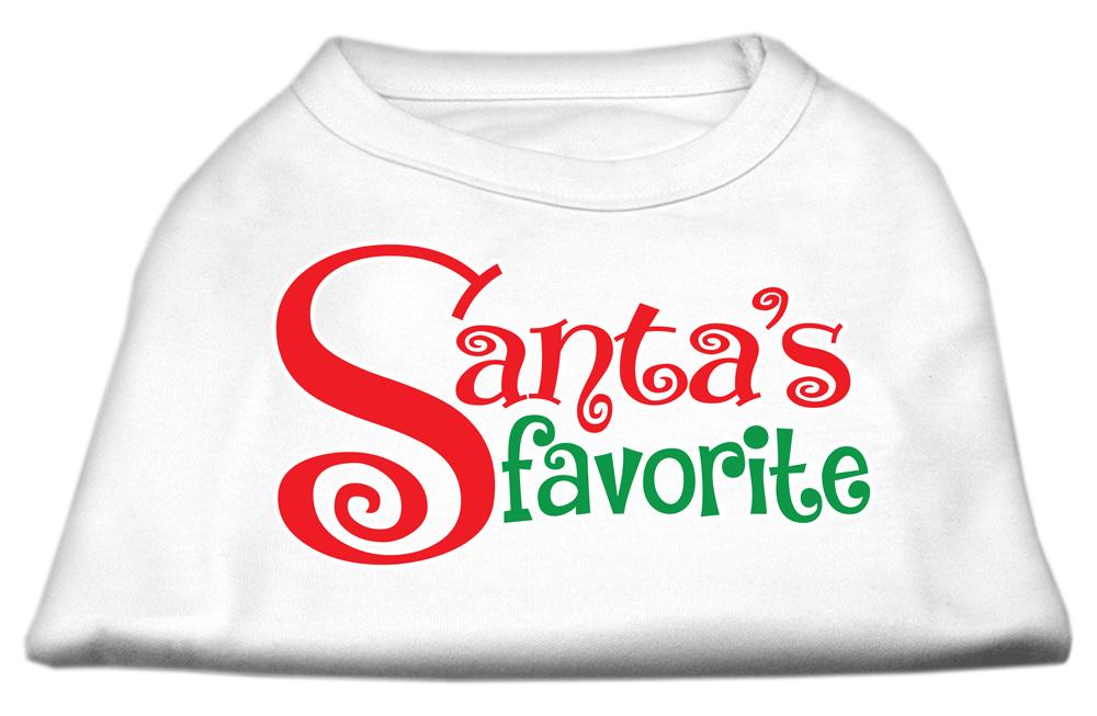 Santas Favorite Screen Print Pet Shirt White Sm (10)