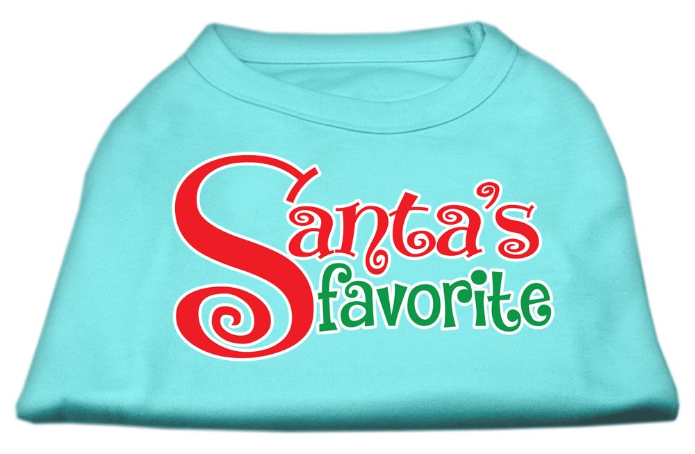 Santas Favorite Screen Print Pet Shirt Aqua Xs (8)