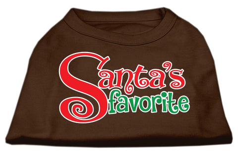 Santas Favorite Screen Print Pet Shirt Brown Xs (8)