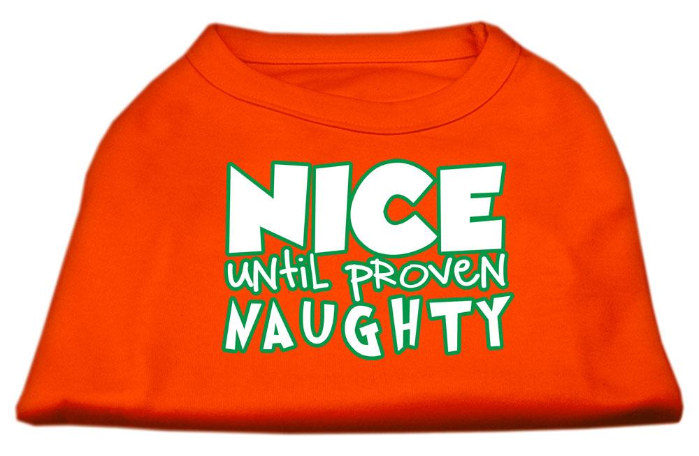 Nice Until Proven Naughty Screen Print Pet Shirt Orange Lg (14)