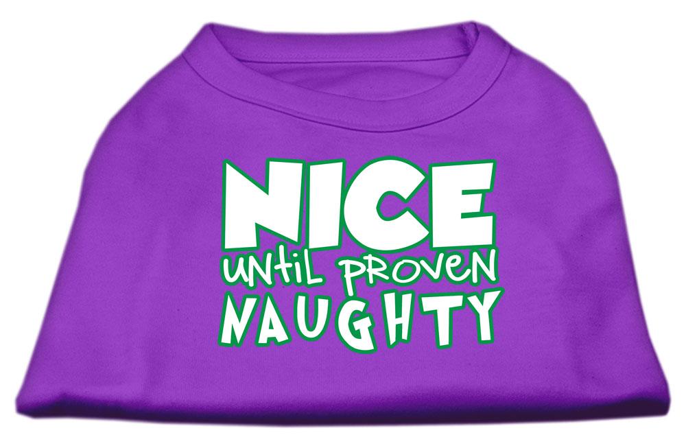 Nice Until Proven Naughty Screen Print Pet Shirt Purple Lg (14)