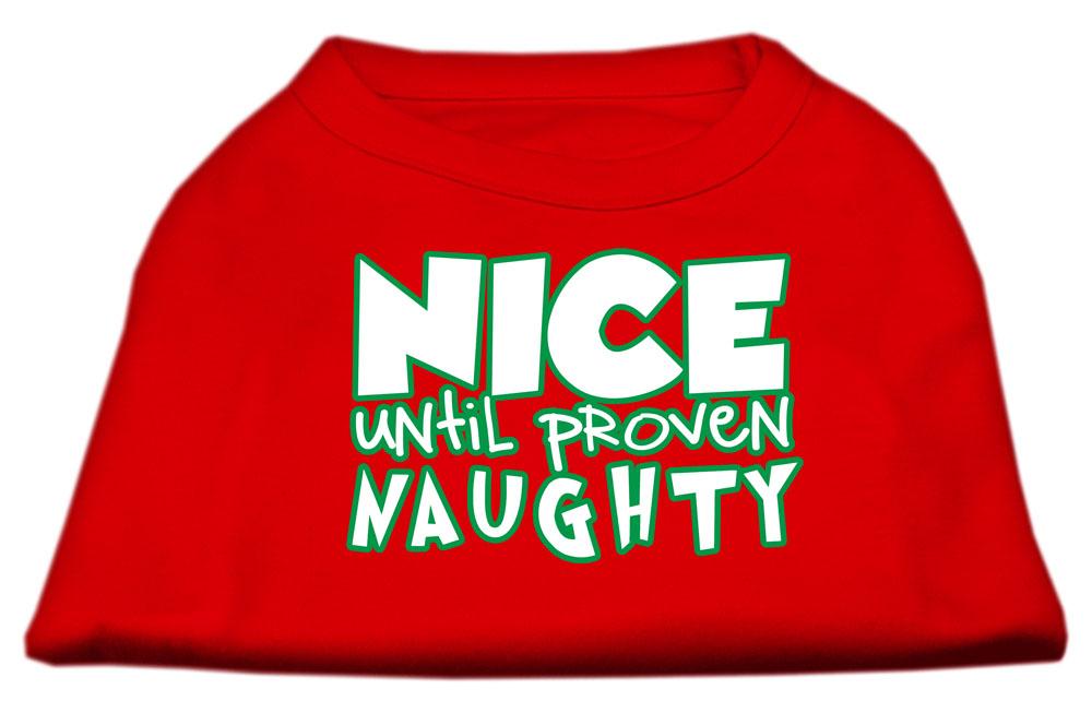 Nice Until Proven Naughty Screen Print Pet Shirt Red Lg (14)