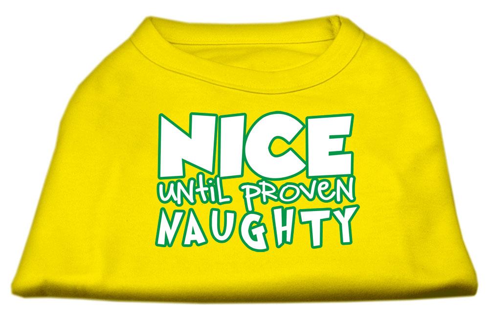 Nice Until Proven Naughty Screen Print Pet Shirt Yellow Lg (14)