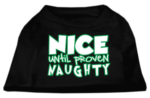 Nice Until Proven Naughty Screen Print Pet Shirt Black Med (12)