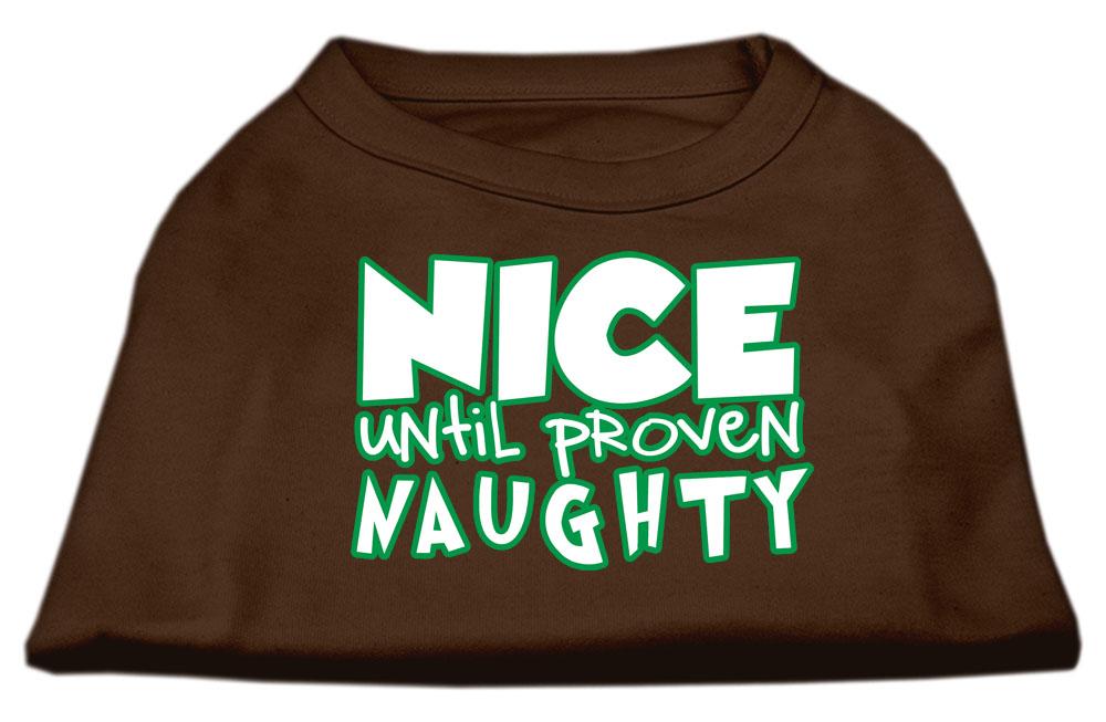 Nice Until Proven Naughty Screen Print Pet Shirt Brown Med (12)