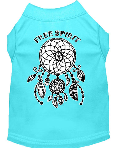 Free Spirit Screen Print Dog Shirt Aqua Lg (14)