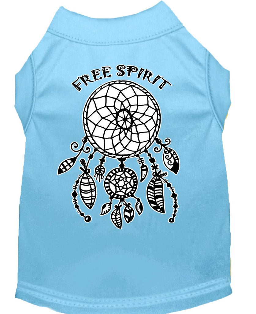 Free Spirit Screen Print Dog Shirt Baby Blue Xs (8)