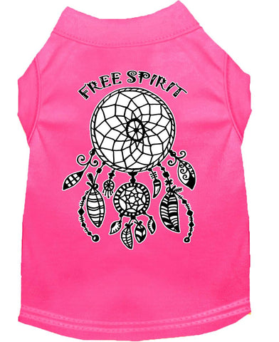 Free Spirit Screen Print Dog Shirt Bright Pink Xs (8)