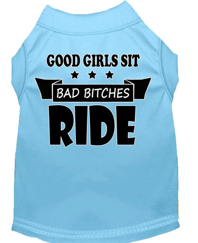 Bitches Ride Screen Print Dog Shirt Baby Blue Lg (14)