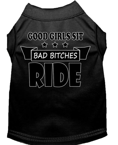 Bitches Ride Screen Print Dog Shirt Black Xs (8)