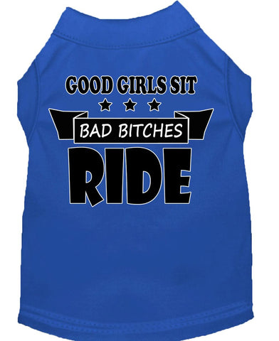 Bitches Ride Screen Print Dog Shirt Blue Lg (14)