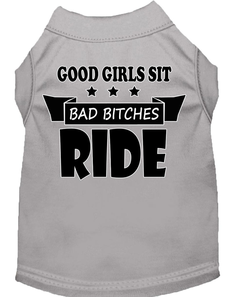 Bitches Ride Screen Print Dog Shirt Grey Lg (14)