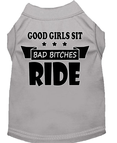 Bitches Ride Screen Print Dog Shirt Grey Xs (8)