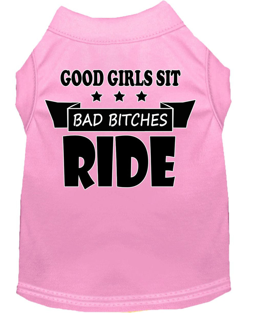 Bitches Ride Screen Print Dog Shirt Light Pink Lg (14)