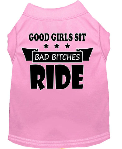 Bitches Ride Screen Print Dog Shirt Light Pink Lg (14)