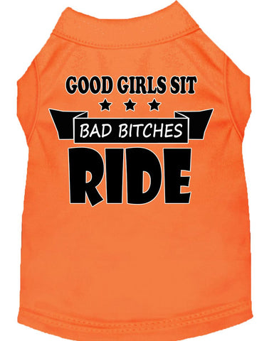 Bitches Ride Screen Print Dog Shirt Orange Lg (14)