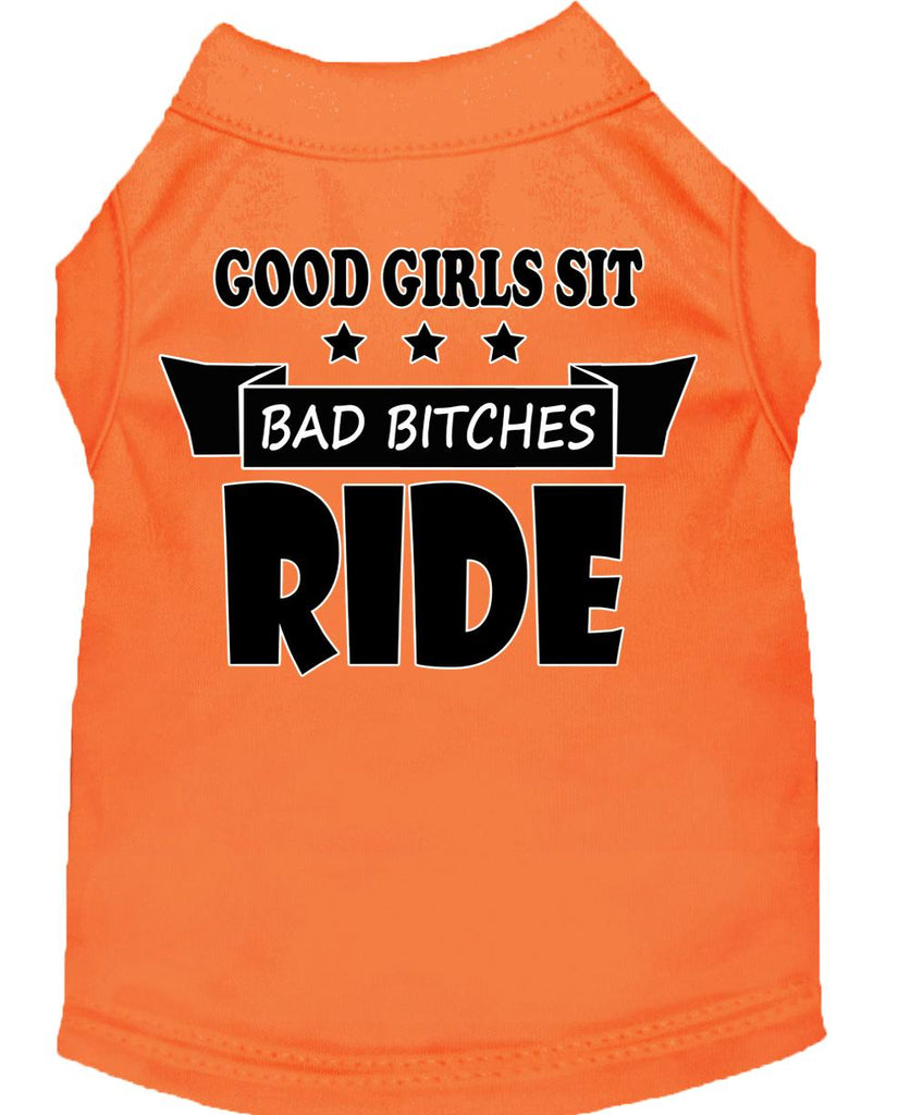 Bitches Ride Screen Print Dog Shirt Orange Med (12)