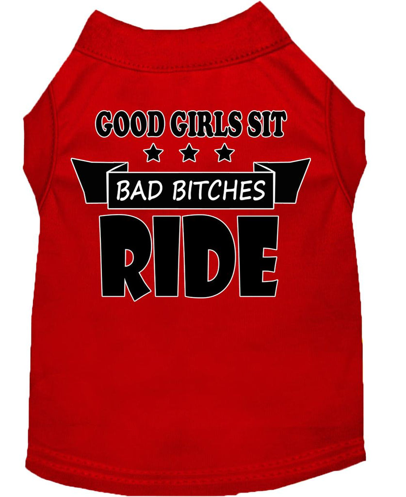 Bitches Ride Screen Print Dog Shirt Red Lg (14)