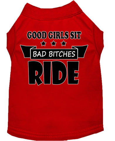 Bitches Ride Screen Print Dog Shirt Red Xs (8)