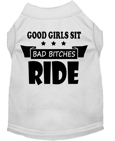 Bitches Ride Screen Print Dog Shirt White Lg (14)