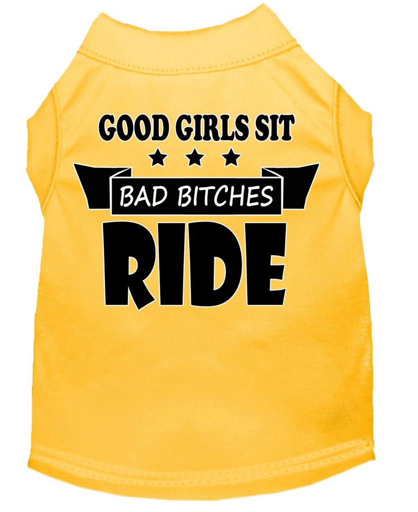 Bitches Ride Screen Print Dog Shirt Yellow Lg (14)