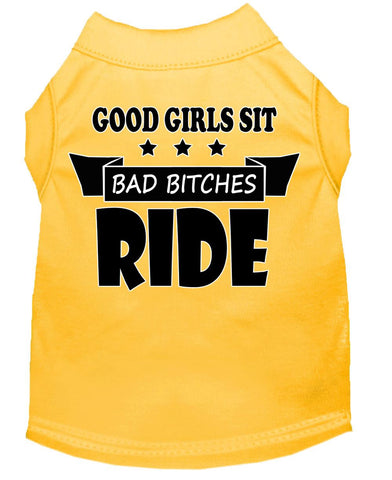 Bitches Ride Screen Print Dog Shirt Yellow Lg (14)