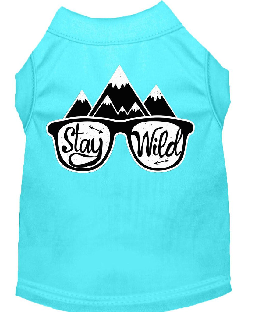 Stay Wild Screen Print Dog Shirt Aqua Sm (10)