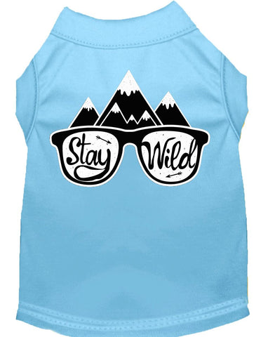 Stay Wild Screen Print Dog Shirt Baby Blue Lg (14)