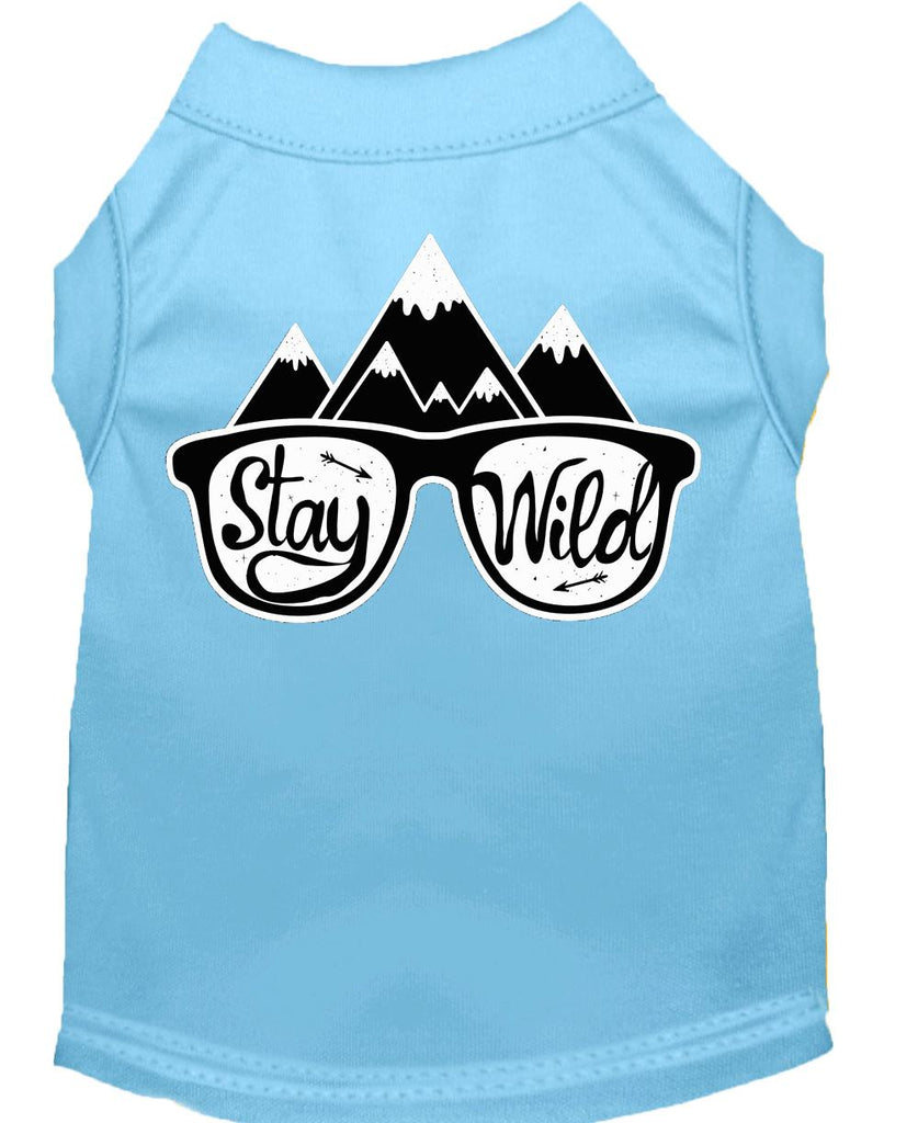 Stay Wild Screen Print Dog Shirt Baby Blue Xs (8)