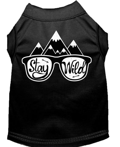 Stay Wild Screen Print Dog Shirt Black Lg (14)