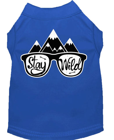 Stay Wild Screen Print Dog Shirt Blue Med (12)