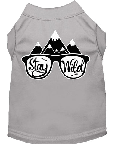 Stay Wild Screen Print Dog Shirt Grey Med (12)